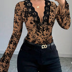 Nadorine Sexy Floral Lace Bell Sleeve V Neck Top for Women Casual Boho Summer Vacation 2026 | Under $40