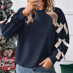 Nadorine Casual Cute Bow Tie Sweatshirt
