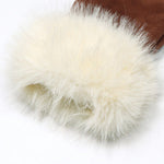 Vintage Cowgirl Style Fleece Trim Suede Coat