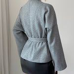 Nadorine Chic Waist-Cinching Slanted Front Tweed Coat