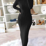 Nadorine Women's Cable Knit Long Sleeves Knit Dress