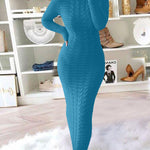 Nadorine Women's Cable Knit Long Sleeves Knit Dress