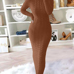 Nadorine Women's Cable Knit Long Sleeves Knit Dress