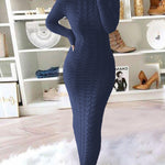 Nadorine Women's Cable Knit Long Sleeves Knit Dress