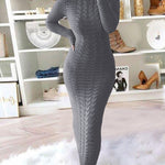 Nadorine Women's Cable Knit Long Sleeves Knit Dress