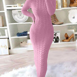 Nadorine Women's Cable Knit Long Sleeves Knit Dress