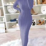 Nadorine Women's Cable Knit Long Sleeves Knit Dress