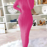 Nadorine Women's Cable Knit Long Sleeves Knit Dress