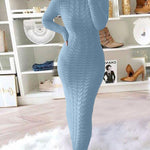 Nadorine Women's Cable Knit Long Sleeves Knit Dress