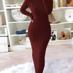 Nadorine Women's Cable Knit Long Sleeves Knit Dress