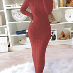 Nadorine Women's Cable Knit Long Sleeves Knit Dress