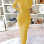 Nadorine Women's Cable Knit Long Sleeves Knit Dress