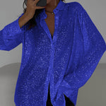 Zeagoo Zeagoo Casual Shiny Sequin Oversized Shirt for Women Casual Work Office Loose Fit 2026 | Under $40