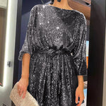 Nadorine Women's Casual Loose Sequin Party Dress