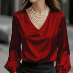 Nadorine Urban Casual Smooth Satin Blouse for Women Elegant Office Work Dressy 2026 | Under $40