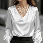 Nadorine Urban Casual Smooth Satin Blouse for Women Elegant Office Work Dressy 2026 | Under $40