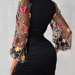 Stunning Embroidered Bodycon Mini Dress