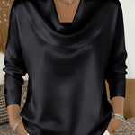 Nadorine Elegant Long Sleeve Satin Blouse for Women Elegant Office Work Dressy 2026 | Under $40