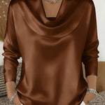 Nadorine Elegant Long Sleeve Satin Blouse for Women Elegant Office Work Dressy 2026 | Under $40