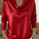 Nadorine Elegant Long Sleeve Satin Blouse for Women Elegant Office Work Dressy 2026 | Under $40