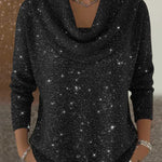 Sparkly Cowl Neck Knit Sweater