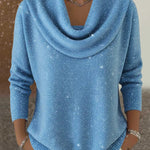 Sparkly Cowl Neck Knit Sweater