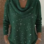 Sparkly Cowl Neck Knit Sweater