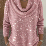 Sparkly Cowl Neck Knit Sweater
