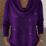 Sparkly Cowl Neck Knit Sweater