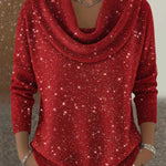 Sparkly Cowl Neck Knit Sweater