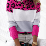 Nadorine Animal Print Patchwork Knit Sweater
