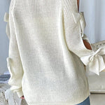 Nadorine Cute Bow-Knitted Openwork Sweater