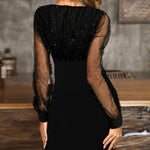 Sparkle Glitter Mesh V-Neck Dress