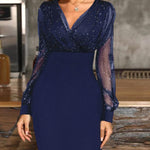 Sparkle Glitter Mesh V-Neck Dress