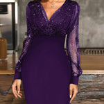 Sparkle Glitter Mesh V-Neck Dress
