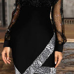 Sequin Patchwork Glitter Mesh Bodycon Dress