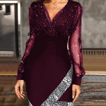 Sequin Patchwork Glitter Mesh Bodycon Dress