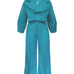 Smart Casual Tweed Lapel Coat Pants Set