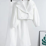 Smart Casual Tweed Lapel Coat Pants Set