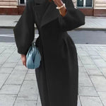 Fashion Lantern Sleeves Lapel Long Coat