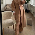 Fashion Lantern Sleeves Lapel Long Coat