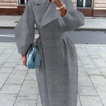Fashion Lantern Sleeves Lapel Long Coat