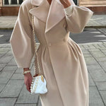 Fashion Lantern Sleeves Lapel Long Coat