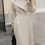 Fashion Lantern Sleeves Lapel Long Coat