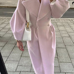 Fashion Lantern Sleeves Lapel Long Coat