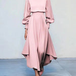 Nadorine Women's Casual Asymmetrical Hem Flowy Maxi Dress