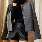 Nadorine Casual Collarless Designer Short Coat