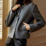 Nadorine Casual Collarless Designer Short Coat