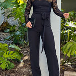 Modern Lace Patchwork Off-the-Shoulder Jumpsuit