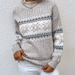 Half Turtleneck Snowflake Pullover Sweater